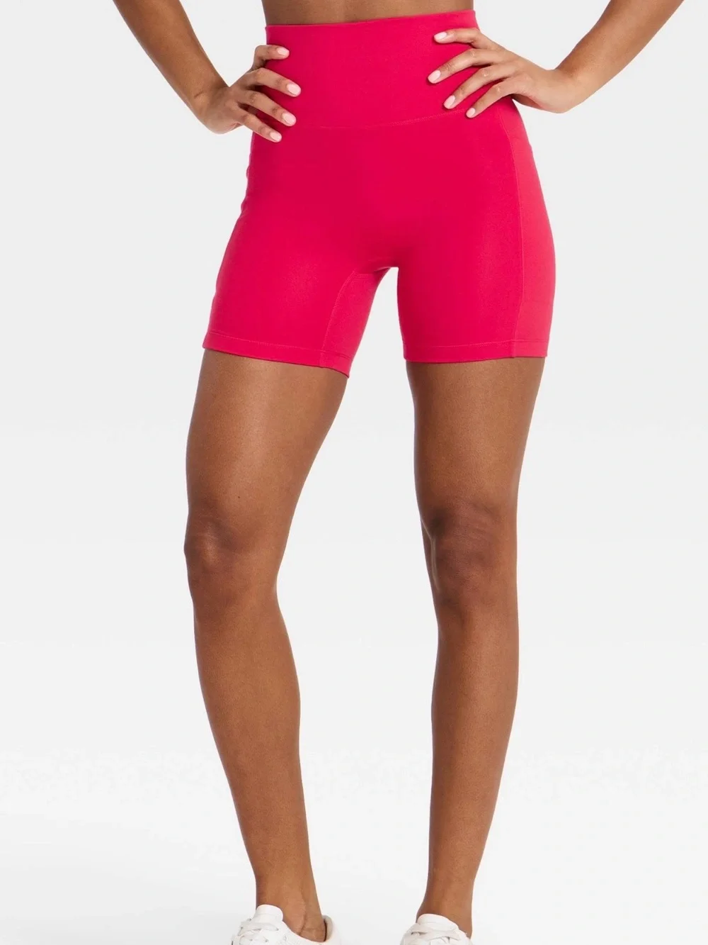 Red High-Rise Biker Shorts